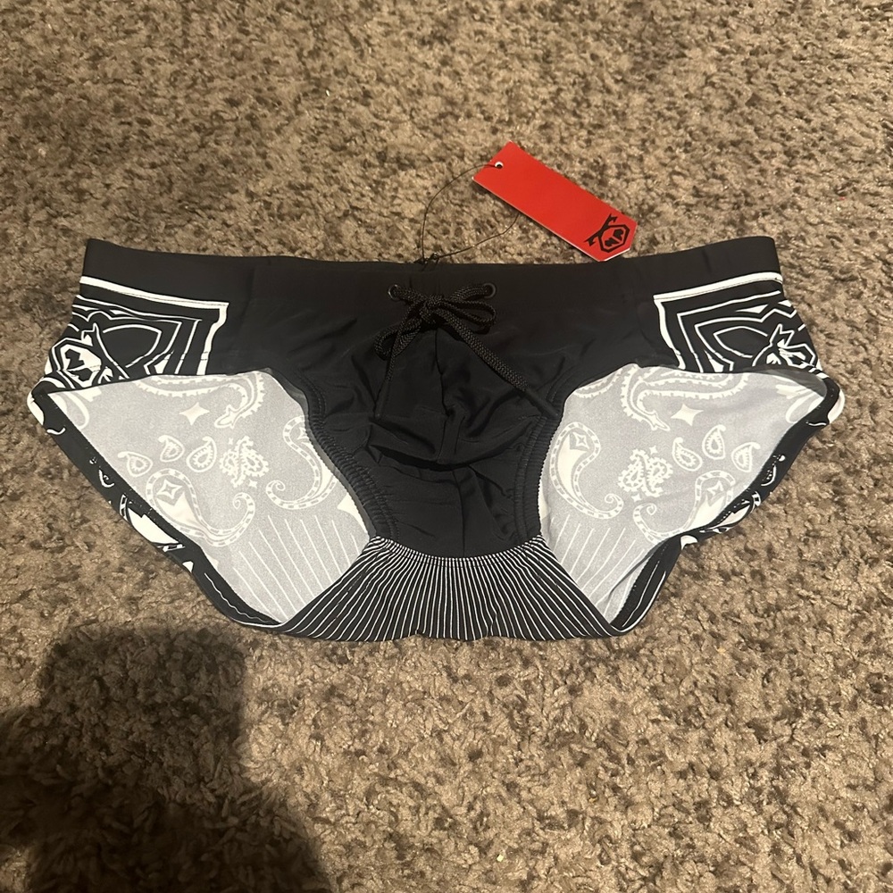 Black and White Swim Trunks